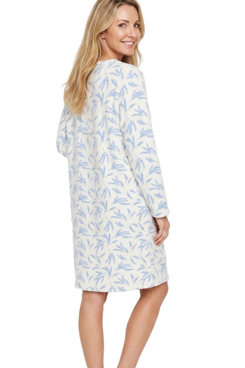 Marlon Lilian Sprig Print Polished Fleece 40" Nightdress MA50017B - Blue