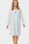 Marlon Lilian Sprig Print Polished Fleece 40" Nightdress MA50017B - Blue