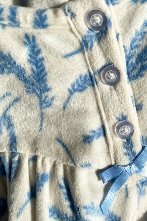 Marlon Lilian Sprig Print Polished Fleece 40" Nightdress MA50017B - Blue