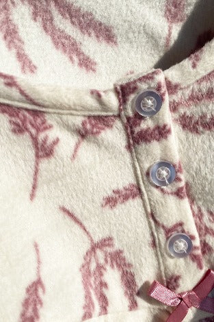 Marlon Lilian Sprig Print Polished Fleece 40" Nightdress MA50017P - Pink