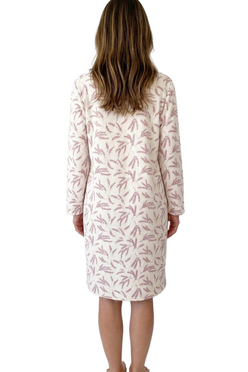 Marlon Lilian Sprig Print Polished Fleece 40" Nightdress MA50017P - Pink