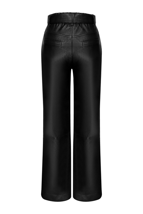 Kimara Mees Faux Leather Wide Leg Trousers MEES - Black