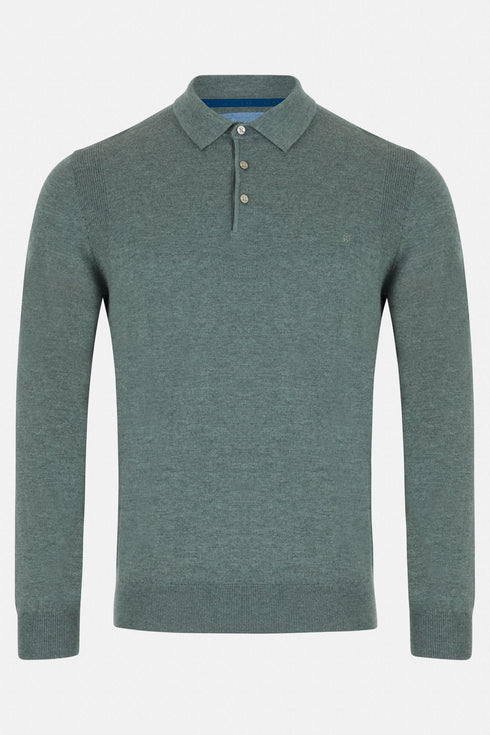 Benetti Menswear Three-Button Merino Wool Sweater