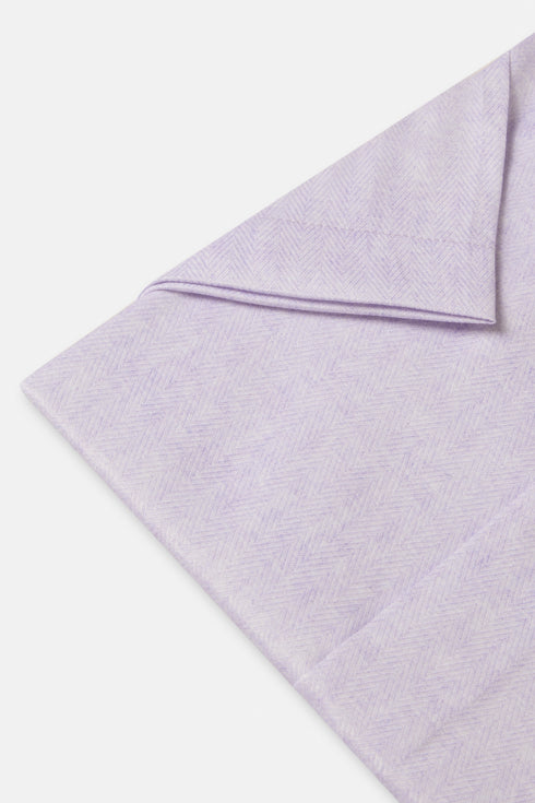 Benetti Menswear Brax Lilac Short Sleeve Herringbone Texture Cotton Shirt