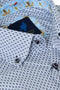 Benetti Carlos Long Sleeve Geometric Print Casual Shirt Navy