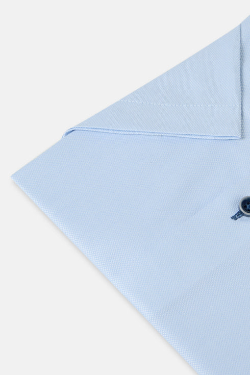 Benetti Menswear Hudson Sky Blue Short Sleeve Textured Cotton Shirt