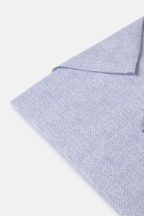 Benetti Menswear Kyle Blue Short Sleeve Micro-Textured Cotton Shirt