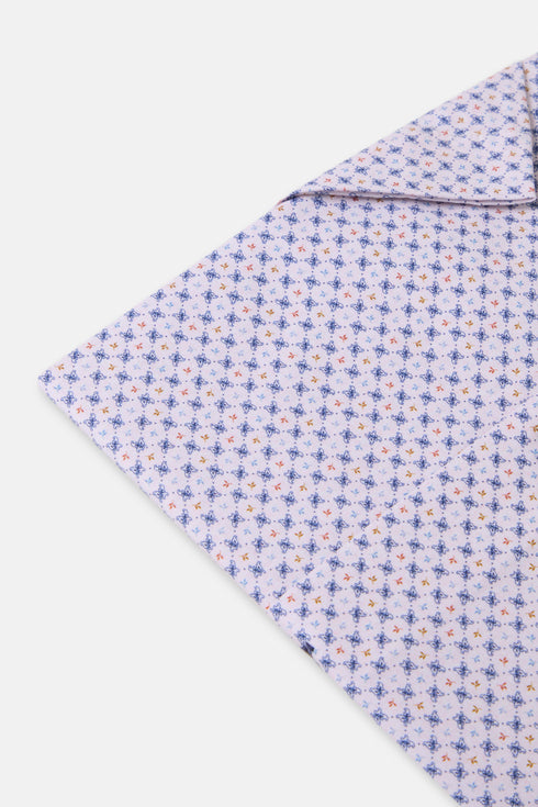 Benetti Menswear Milo Pink Short Sleeve Micro Floral Print Cotton Shirt