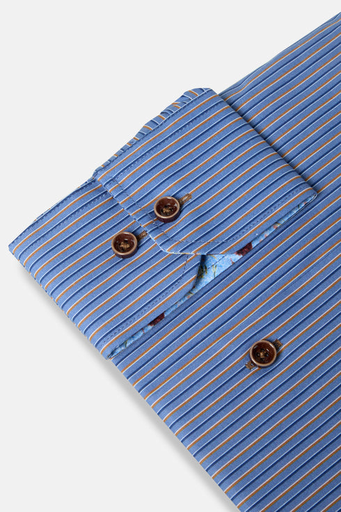 Benetti Lisbon Long Sleeve Striped Casual Shirt Coffee