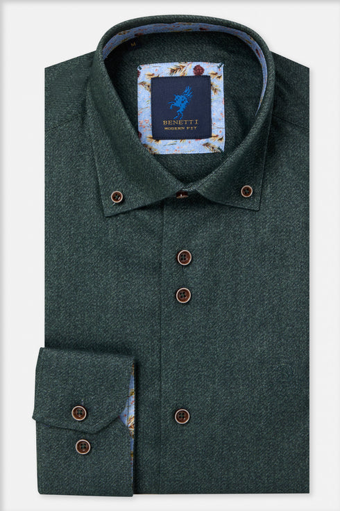 Benetti Marty Long Sleeve Textured Casual Shirt Sage Green