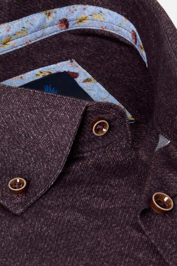 Benetti Marty Long Sleeve Textured Casual Shirt Bordo