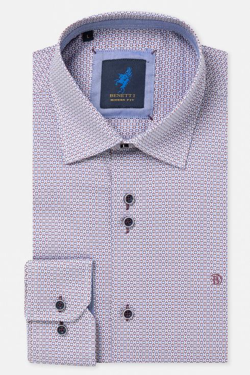 Benetti Moscow Long Sleeve Geometric Print Casual Shirt Navy
