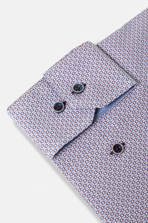 Benetti Moscow Long Sleeve Geometric Print Casual Shirt Navy