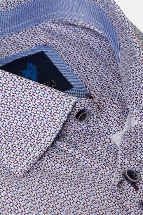 Benetti Moscow Long Sleeve Geometric Print Casual Shirt Navy