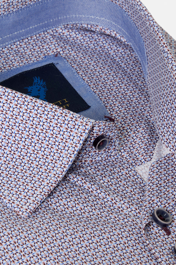 Benetti Moscow Long Sleeve Geometric Print Casual Shirt Navy