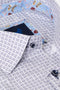 Benetti Naples Long Sleeve Geometric Square Print Casual Shirt Navy