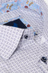 Benetti Naples Long Sleeve Geometric Square Print Casual Shirt Navy