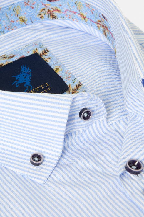 Benetti Sydney Long Sleeve Striped Casual Shirt Sky