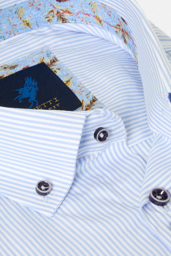Benetti Sydney Long Sleeve Striped Casual Shirt Sky