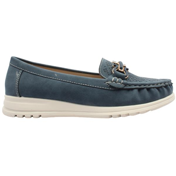 Susst Navy Millie 26 Perforated Buckle Detail Loafer Shoes