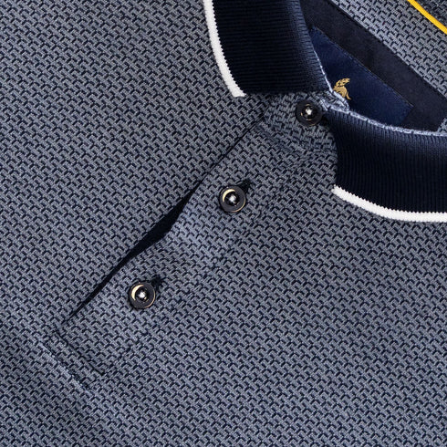 Leroy ML221470 Blue Long Sleeve Polo - Stylish Smart-Casual Wear