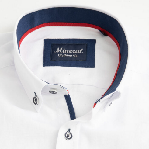 Mineral Lolland Oxford White Long Sleeve Button Down Shirt ML251114
