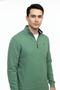 Mineral Brendan Botanical Green Quarter Zip Waffle Sweater ML301590