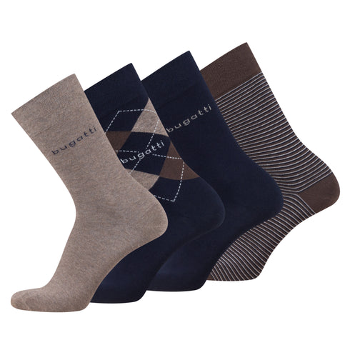 Bugatti Men's 4-Pair Sock Gift Box in Metal Case - Premium Gift for Men 61111X