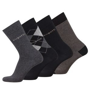 Bugatti Men's 4-Pair Sock Gift Box in Metal Case - Premium Gift for Men 61111X