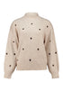 Hailys Pa44ige Heart Pattern High Neck Knit Jumper MOT-2601003 - Beige Marl / Cocoa Hearts