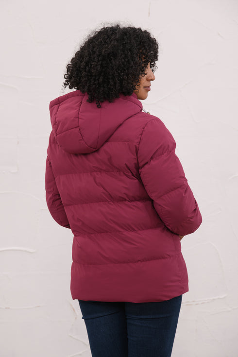 Lighthouse Margot in Berry AW26 Hip-Length Eco-Fill Padded Coat