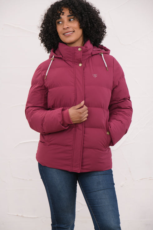 Lighthouse Margot in Berry AW26 Hip-Length Eco-Fill Padded Coat