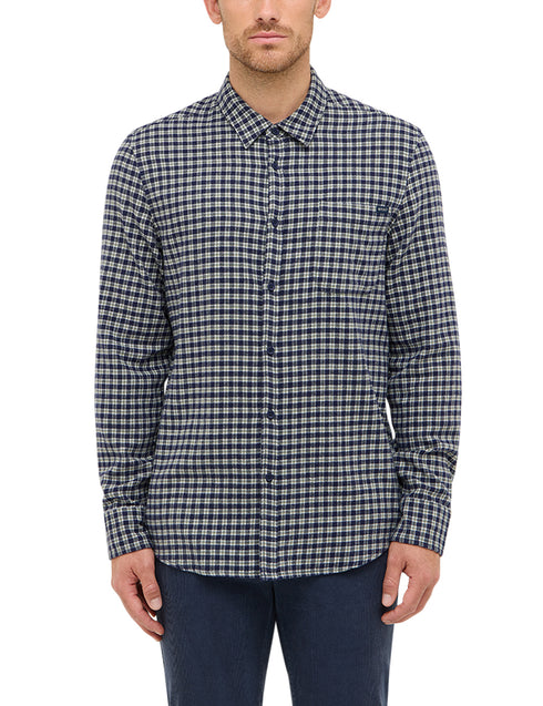 Mustang Eastbridge Men's Brushed Twill Mini Check Shirt | 100% Cotton Regular Fit 1016960