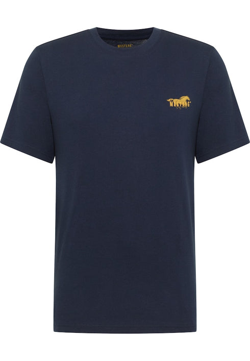 Mustang Mens Dark Sapphire Navy Style Austin Logo Cotton T-Shirt 1017385