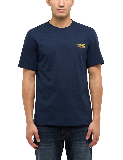 Mustang Mens Dark Sapphire Navy Style Austin Logo Cotton T-Shirt 1017385