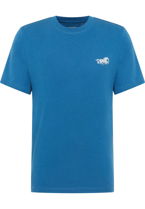 Mustang Mens Dark Blue Style Austin Logo Cotton T-Shirt 1017385