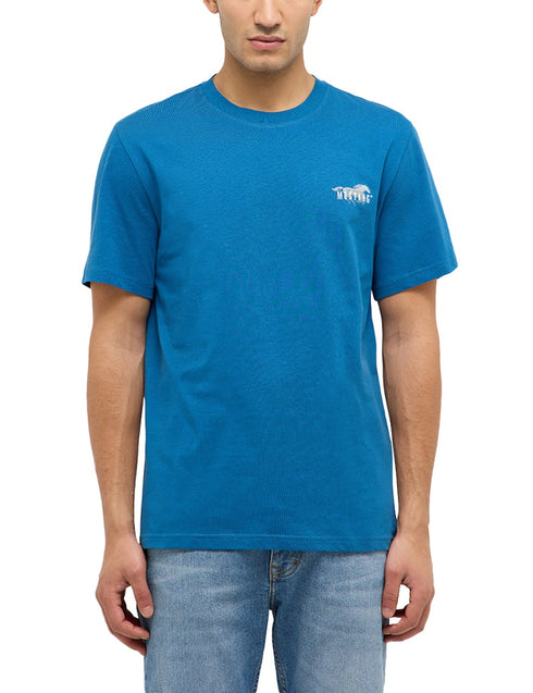 Mustang Mens Dark Blue Style Austin Logo Cotton T-Shirt 1017385