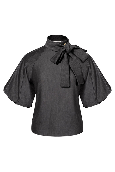 Kimara Nick Balloon-Sleeve Statement Blouse NICK - Grey