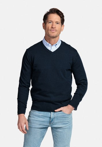 Baileys Pure Pima Cotton V Neck Pullover NOS8100 - Navy