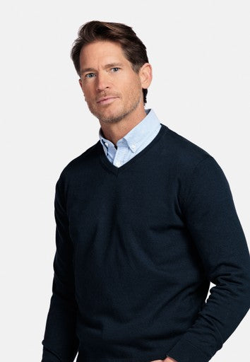 Baileys Pure Pima Cotton V Neck Pullover NOS8100 - Navy
