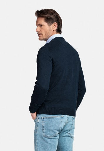 Baileys Pure Pima Cotton V Neck Pullover NOS8100 - Navy