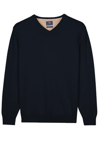 Baileys Pure Pima Cotton V Neck Pullover NOS8100 - Navy