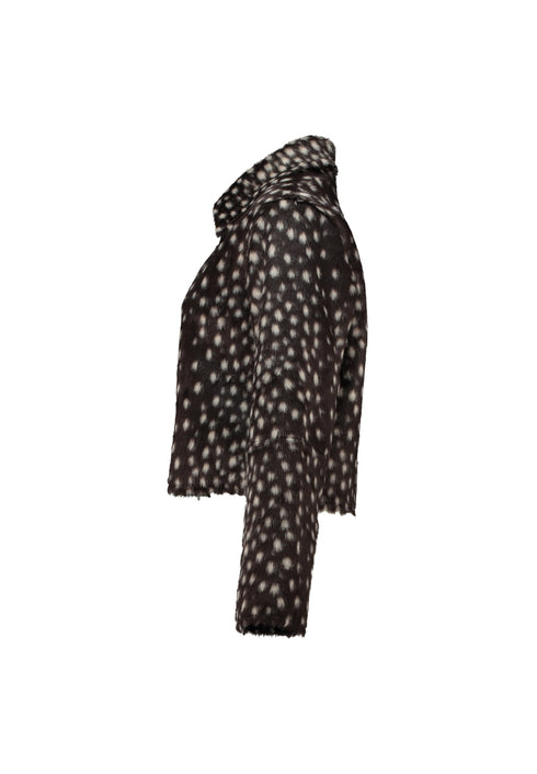Hailys Mi44lla Faux Fur Animal Print Zip-Up Jacket NRI-2601024 - Brown / Animal Print