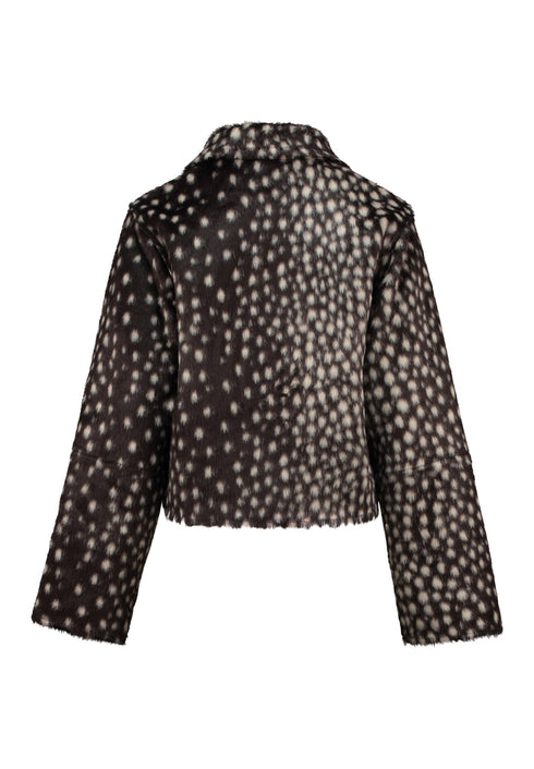 Hailys Mi44lla Faux Fur Animal Print Zip-Up Jacket NRI-2601024 - Brown / Animal Print