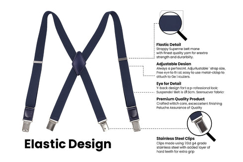 JKEL MB 01 Mens Plain Wide Clip Braces