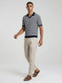 Walker & Hunt Milton Knitted Striped Polo Navy Cream 100% Cotton V-Neck
