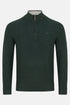 Benetti Oliver Forest Green Quarter-Zip Textured Knit Jumper