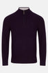 Benetti Oliver Grape Bordo Quarter-Zip Textured Knit Jumper