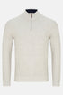 Benetti Quinn Stone / Off White Quater Zip Knit Sweater