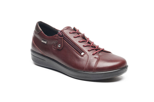 G-Comfort Womens P-6501 Waterproof Yak Leather Wide-Fitting Shoes in Medoc/Wine/Burgundy